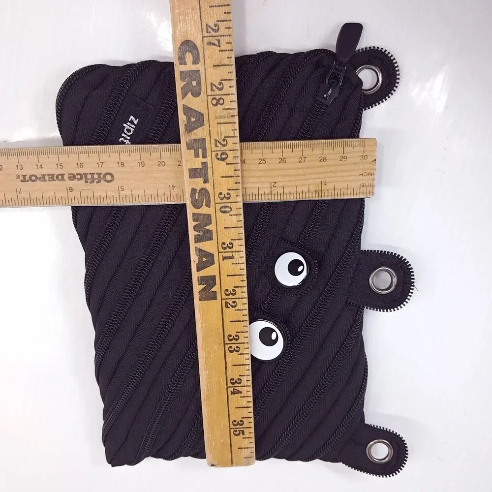 Zipit Grillz Monster gold Teeth Black Zipper Pencil Bag pouch for 3-Ring binder